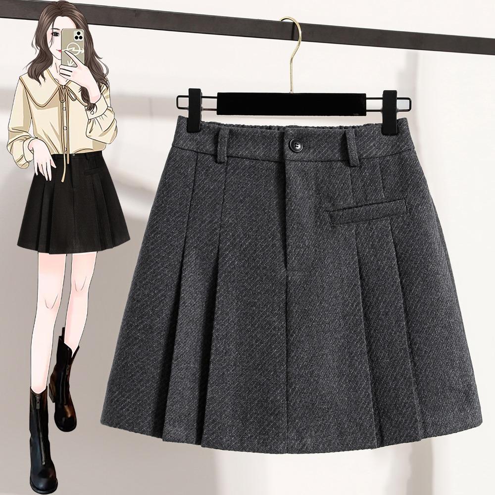 

DIMANAF Большой размер 2025 Зима Новые юбки Женские Короткие Свободные Повседневные Эластичная талия Модные Женские Толстые 5XL серый