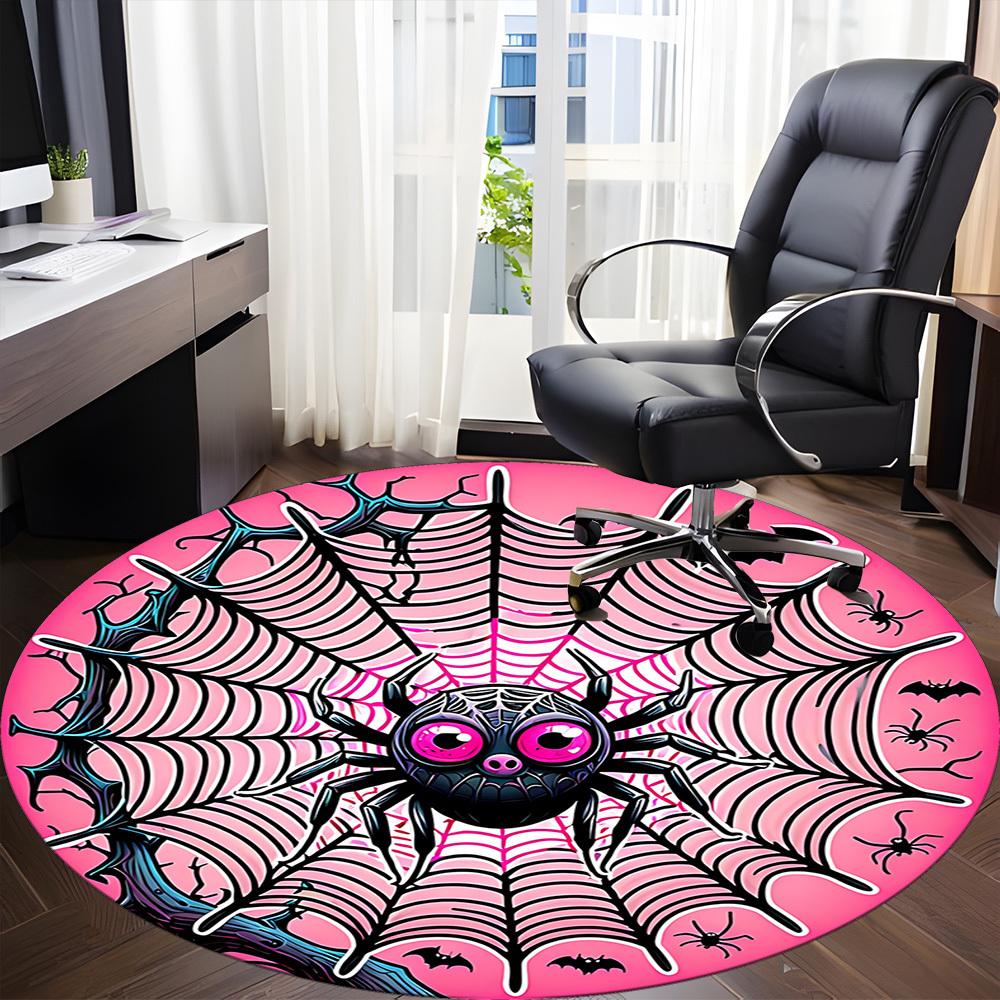 1pc Spider Web Office Round Area Rug, Indoor Mat Suitable ForOffice, Under Office Chairs Bedroom Living Room Home Decor, Room Deco,  n54