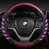 LS AUTO Steering Wheel Cover 38CM 15'' Braid On Steering Wheel Car Styling Universal Carbon Fiber Steering Wheel