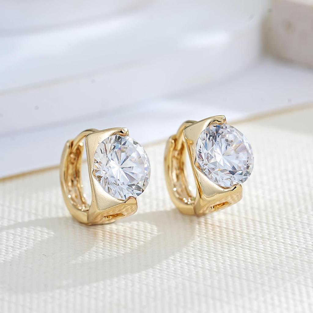 18K Gold Copper Zircon Ear Cuffs - Elegant, Versatile Women's Luxury Earrings