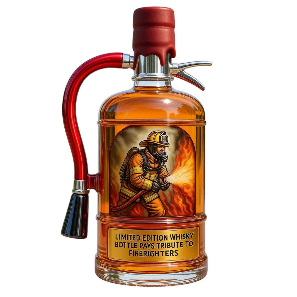 Limited Edition Whisky Bottle Fire Extinguisher Design Glass Decanter Tribute To Firefighters Collectible Alcohol Container