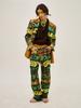 GREEDILOUS Green Logo Leather Contrast Pants