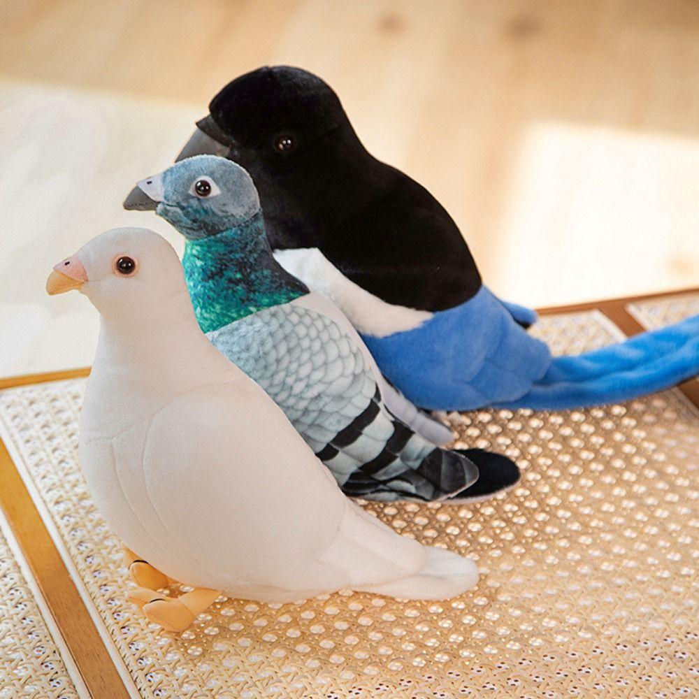 Soft Material Plush Dove Bird Doll Lifelike Eyes Realistic Pigeon Plush Birthday Gift