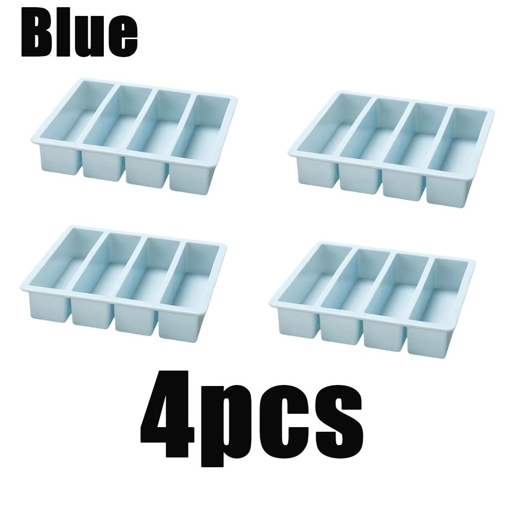 1pcs Strip-shap Ice Cube Trays Silicone 4 Grid Polychrome Durable Beer Drink Coffee Supplies Kitchen Easy-Release Ice Cube Molds