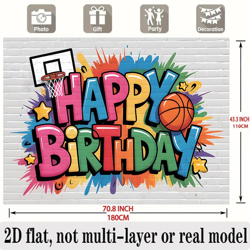 Basketball Birthday Banner, Sport Theme Backdrop Wall Decor for Party