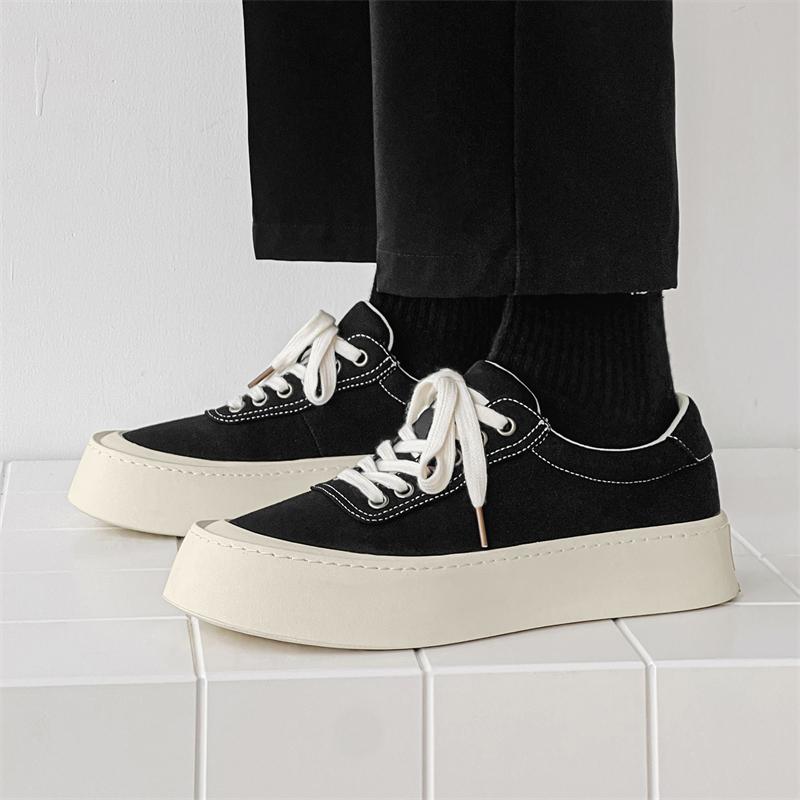 Casual trendy men's canvas shoes Minimalist and comfortable style Office School Outdoor Party Walking Men's Black Board Shoes