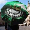 1PC Green And White Passion Printed Umbrella Folding Umbrella, Automatic Umbrella 8-Frame for Travel, Camping Fan Gifts Christmas Gifts