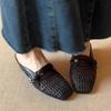 Skinny and tall retro baotou half slippers women's summer wear thick heels and inner height increase one pedal woven breathable sandals