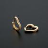 Minimalist Polished Heart Shaped Micro Paved Zircon Huggie Earrings Versatile Fashion Jewelry For Women