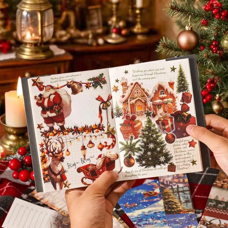 12Pcs Christmas Gift Box Sticker Set for Journaling  Scrapbooking Supplies DIY Decorations Christmas Themed Ledger Decoration Collage Materials