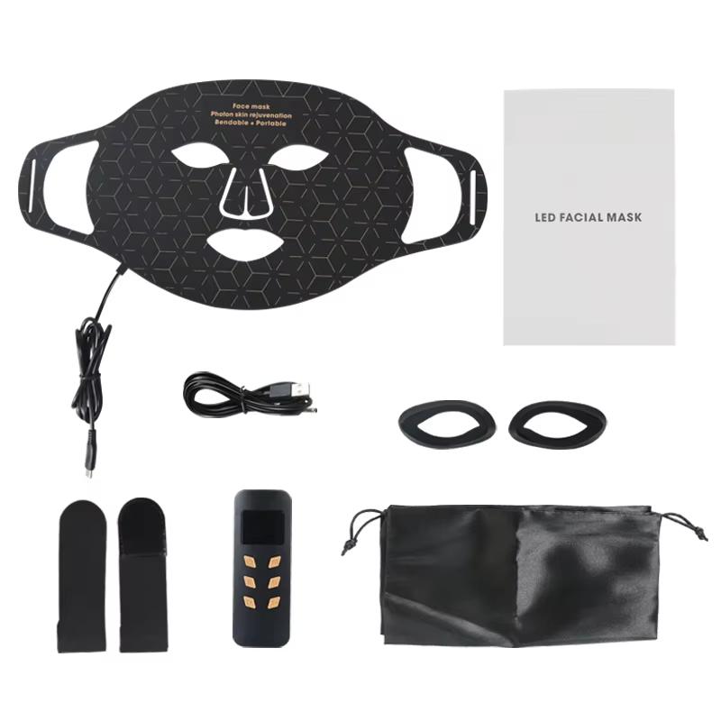 

4 в 1 светодиодная светотерапевтическая маска для лица, терапия красным светом, антивозрастная, против морщин, подтяжка кожи, отбеливание, усовершенствованная фотонная маска чёрный