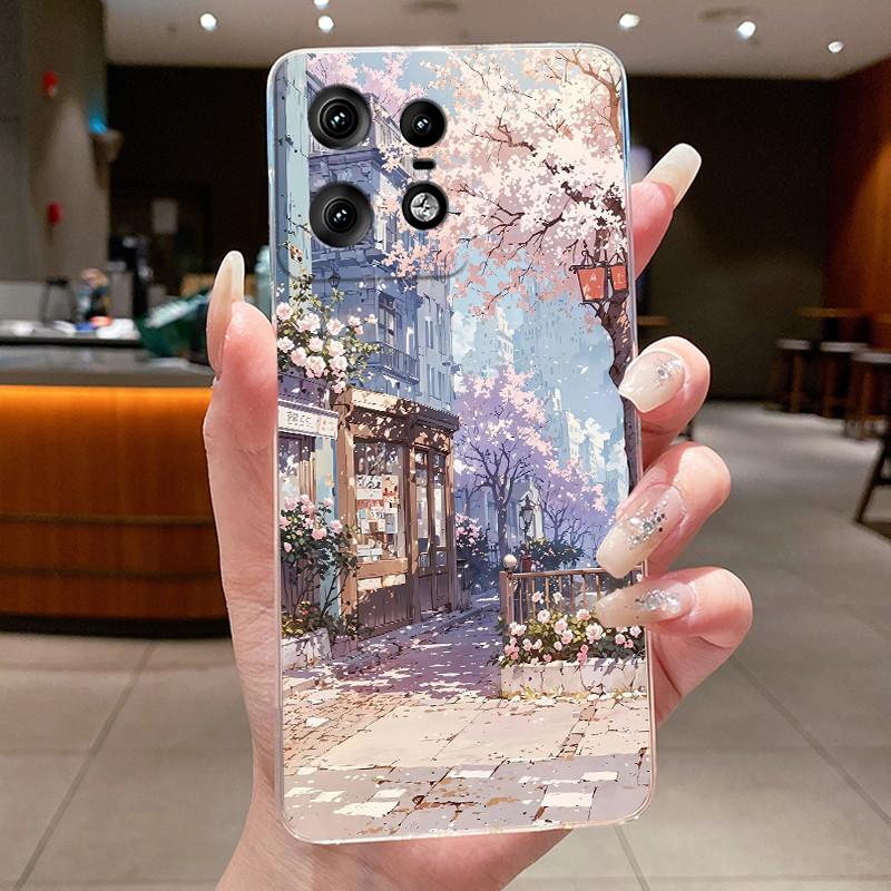 

Anti-fall Cover For Motorola Edge 50 Pro Soft Silicone TPU Clear Phone Case Viral Bright Moonlight Sunlight Painted Casing Motorola Edge 50 Pro