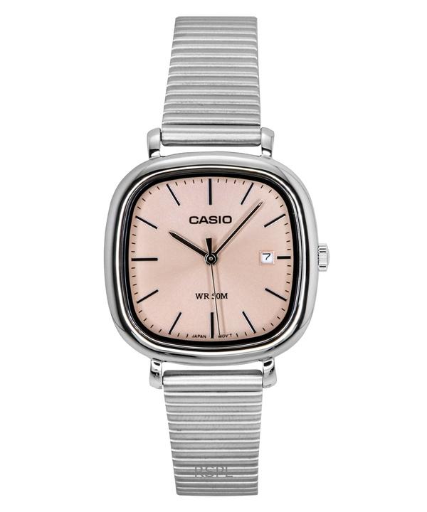 Casio Standard Analog Edelstahl Lachsfarbenes Zifferblatt Quarz LTP-B166D-4AV Damenuhr