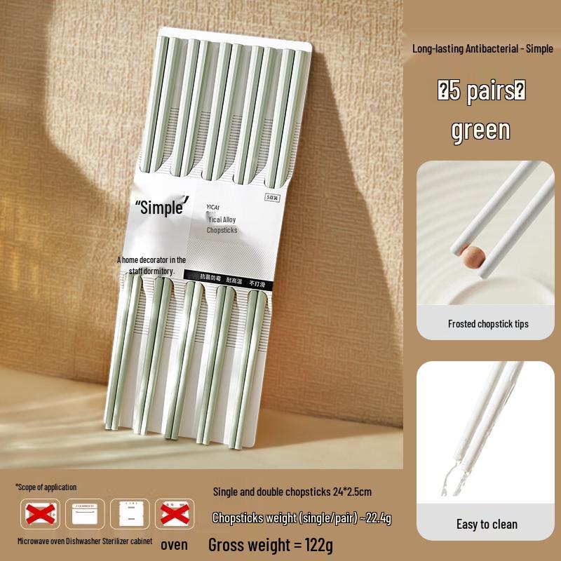 Beautiful Anti-Mold Household Alloy Chopsticks - One Per Family Member