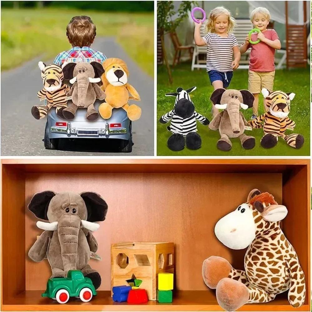 25CM Kawaii Animais da Selva Pelúcia Animais da Floresta Pelúcia Cachorro Zebra Elefante Leão Raposa Girafa Brinquedos Infantis Boneca Presente de Aniversário