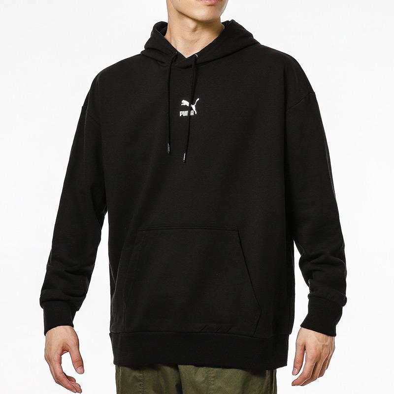 Puma Logo Print Knit Hoodie Sweatshirt Men Tops Black 533114-01