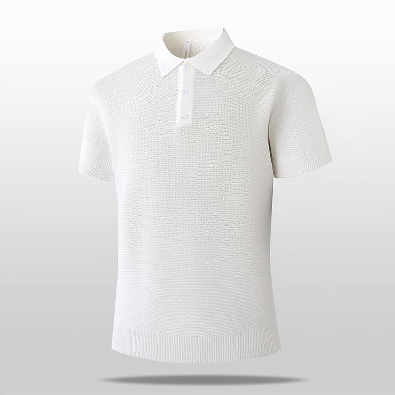 

Ice silk knitted sweater simple POLO shirt short-sleeved shirt polo shirt T-shirt shirt T-shirt for men 2XL белый