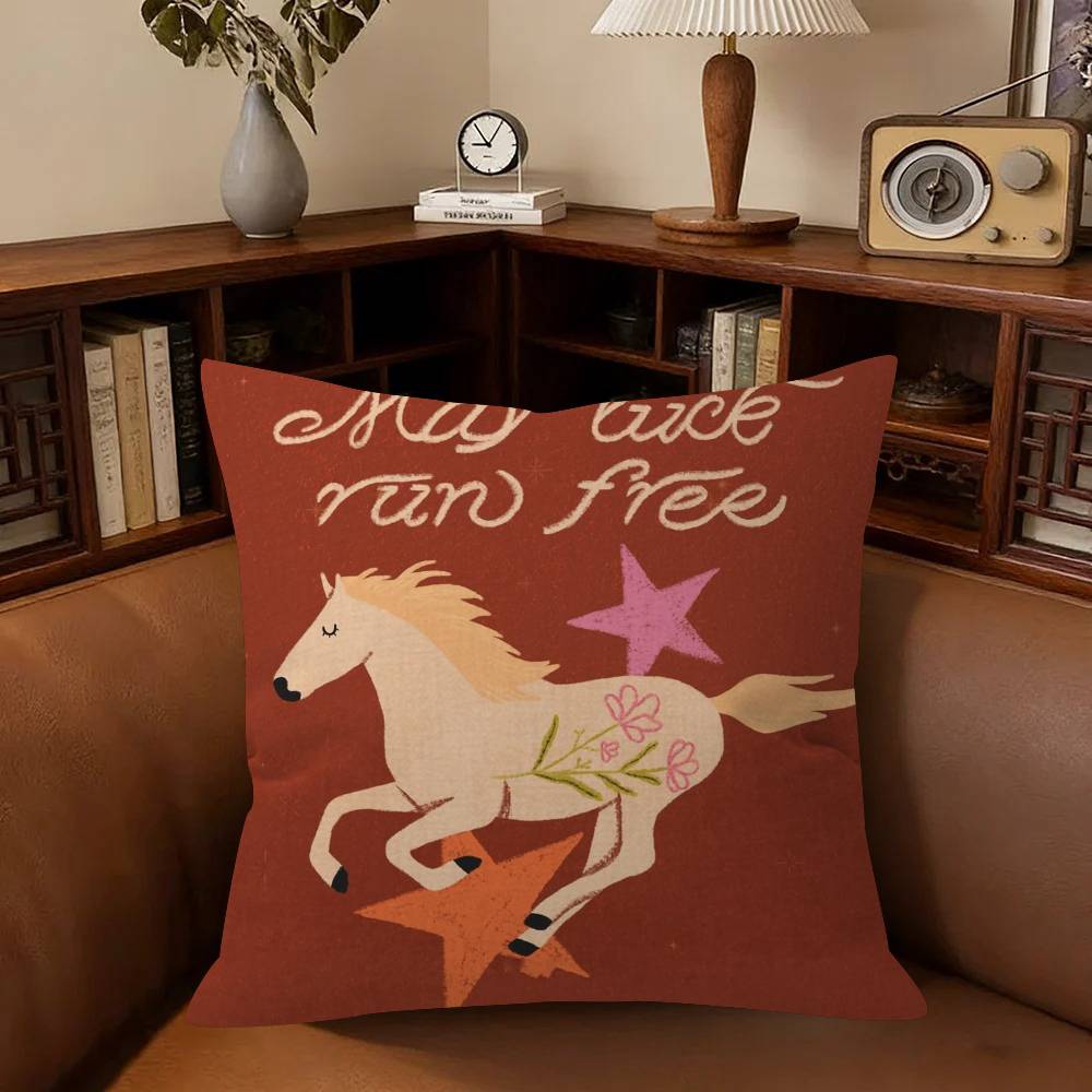 Modern Simple Geometric Light Luxury Horse Pillowcase Toon Gift Cushion Cover Bedroom Home Sofa Chair Seat Decor Pillow Case
