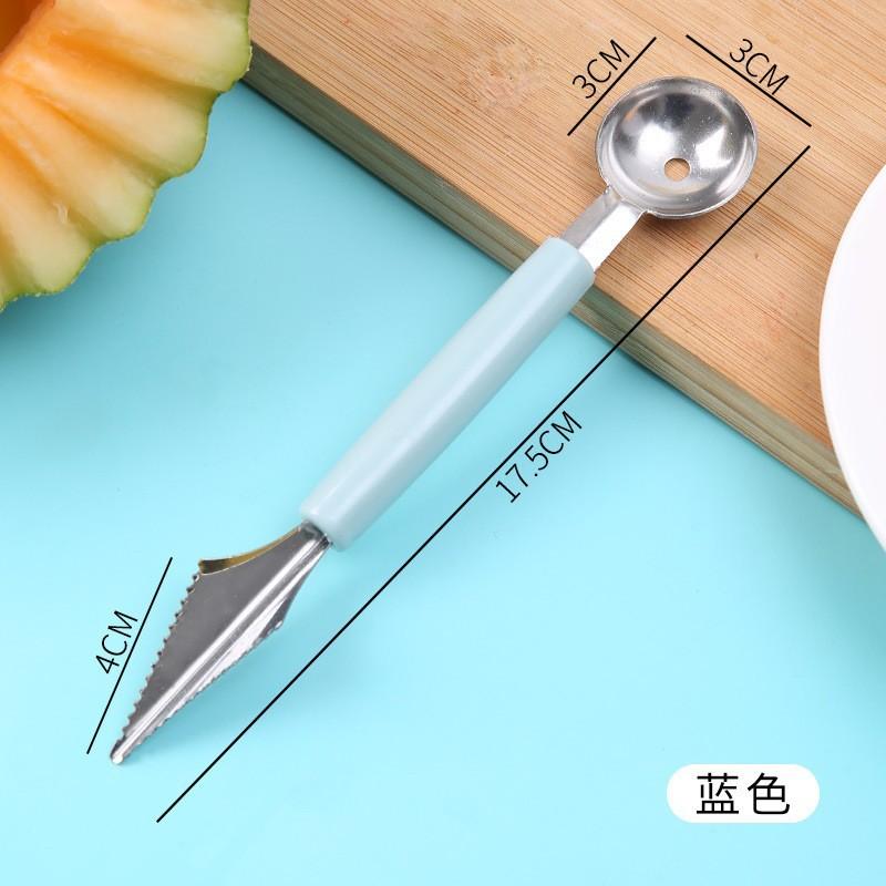 

1pc Stainless Steel Melon Baller Scoop, Multi-Function 3-in-1 for Fruit Carving & Ice Cream, Kitchen Gadget for Salads синий