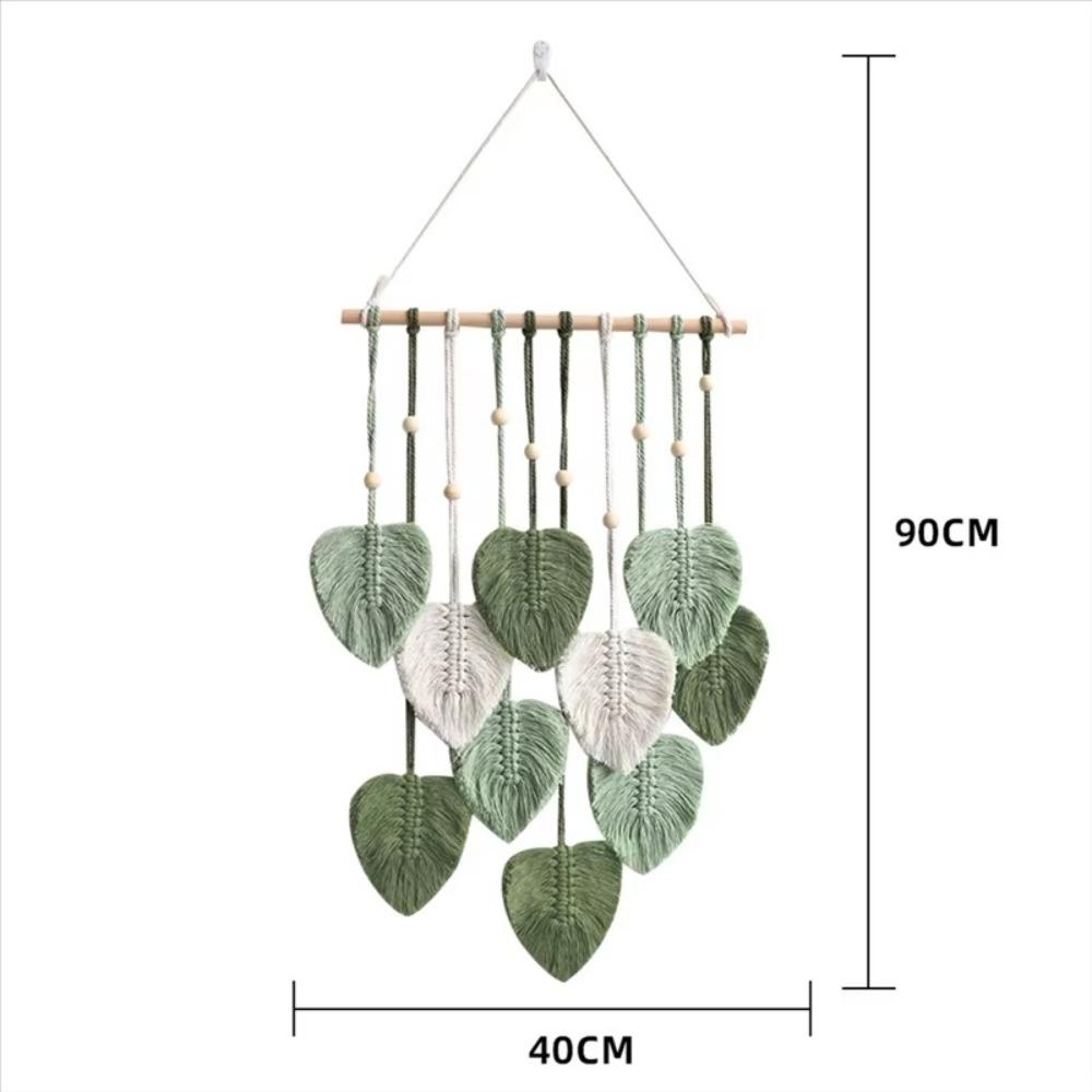 Handmade Macrame Hanging Ornament Green Wall Hanging Tapestry  for Bedroom Living