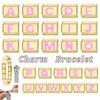 Vintage Y2K Pink 26 English Letters Gold Color Italian Charm Links Fit 9MM Bracelet Stainless Steel Making DIY Christmas Gifts