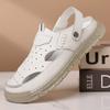 Fashion Fashion Casual Hallow Leather Shoes for Men Summer New Designer Breathable Sandals Male  Solid Color Driving Shoes Man