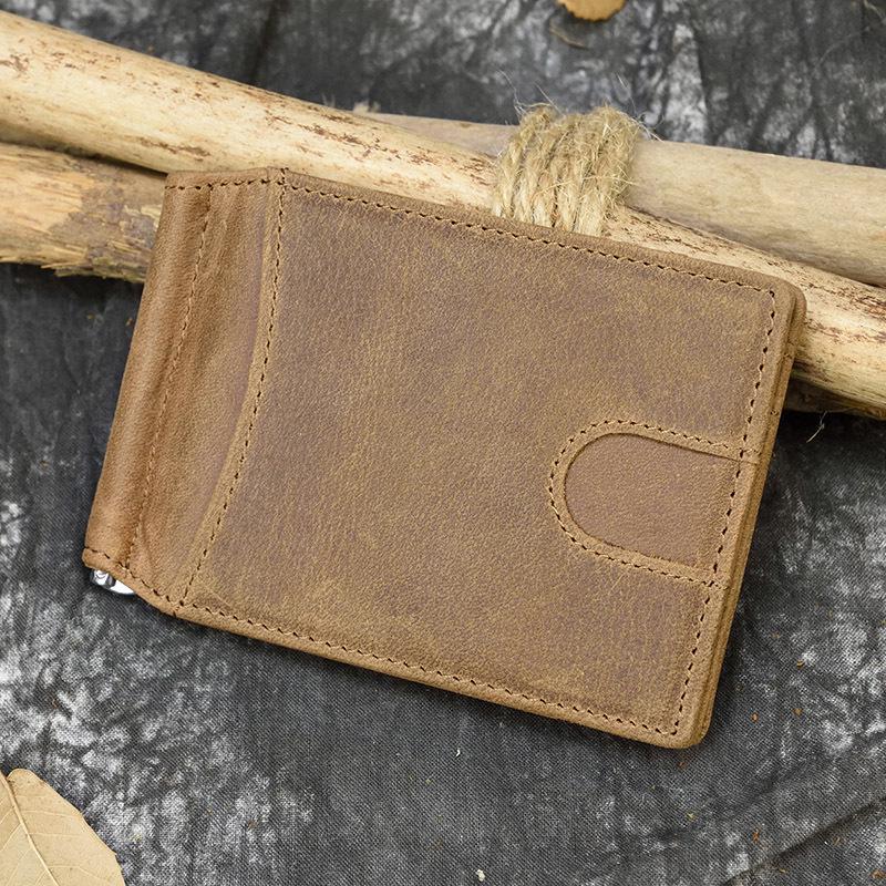 Pánská peněženka držák na karty z pravé kůže RFID antimagnetická - Crazy Horse hovězí kůže retro styl 1003