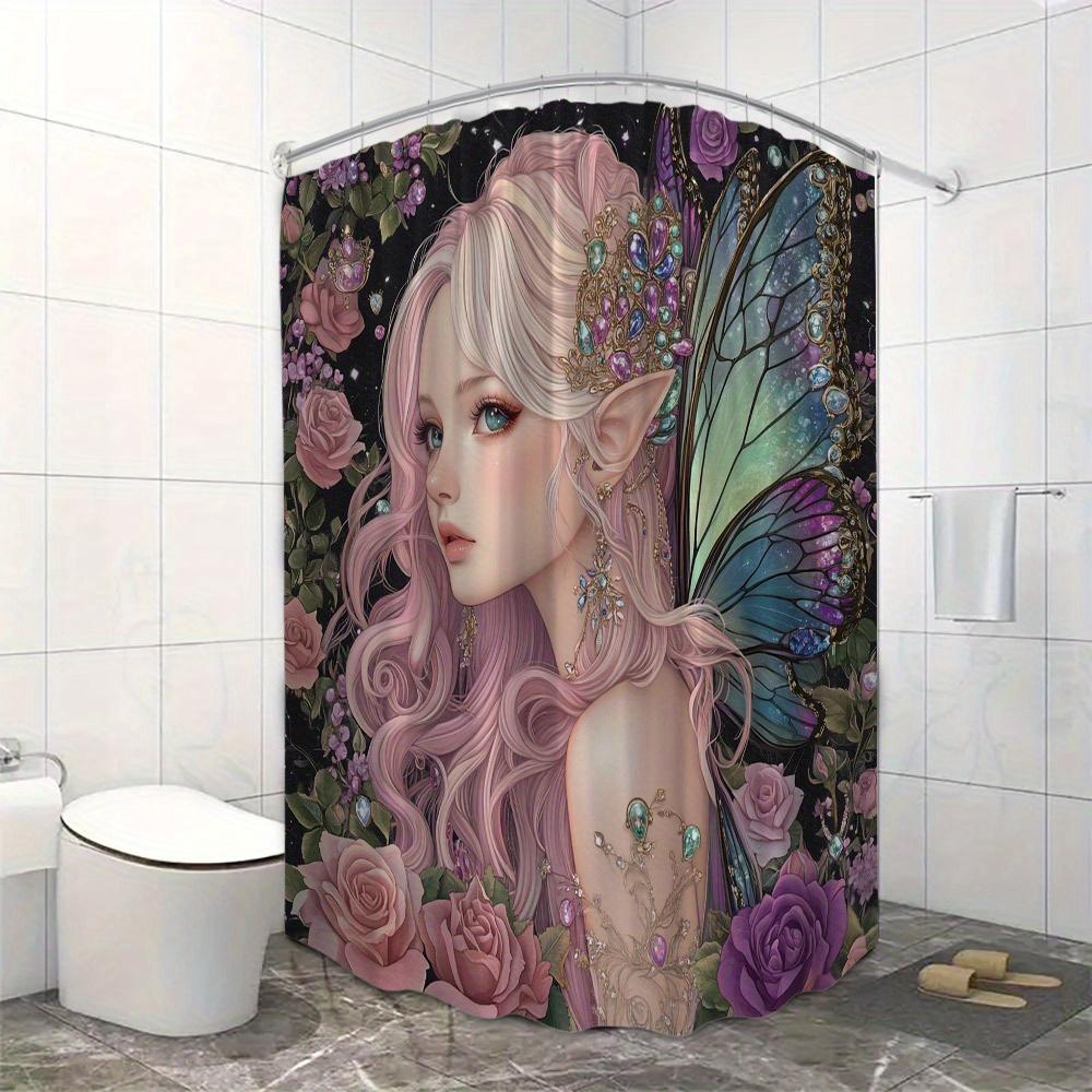 Magical Fairy Shower Curtain -Waterproof,Mildew-Resistant With Enchanting Fantasy Design For A Dreamy And Elegant Bathroom Decor