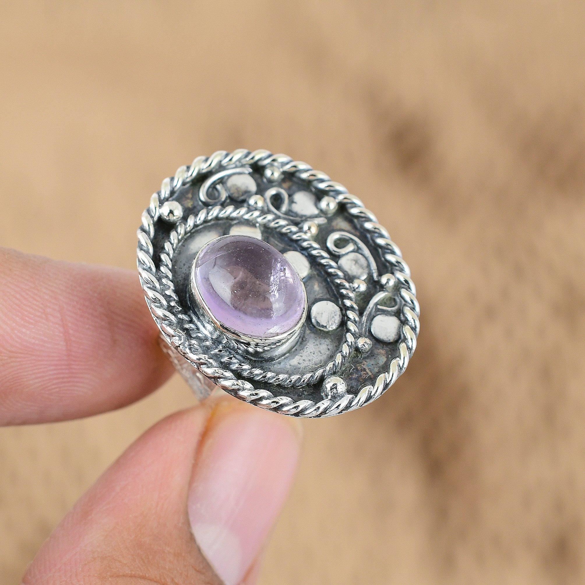 

925 Sterling Silver Natural African Amethyst Mother Anniversary Promise New Ring Yes