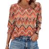 2025 Women's Gathered 3/4 Sleeve Round Neck Elegant Casual T-shirt Top