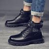 Men's Korean Casual Leather Mid-Tube Martin Boots - Spring/Autumn Formal, High-Heeled, Trendy and Handsome Design.