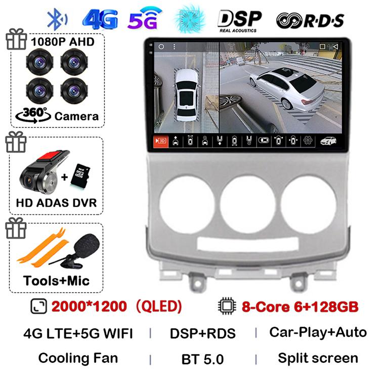 Android 14 Carplay Auto Car Radio For Mazda 5 2005 2006 2007 2008 2009 2010 GPS Multimedia Player Stereo Head Unit Audio WIFI+4G