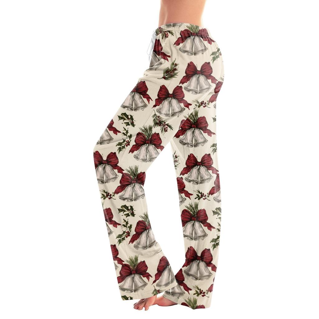 Women's Christmas Print Loose Fit Casual Pants for Holiday