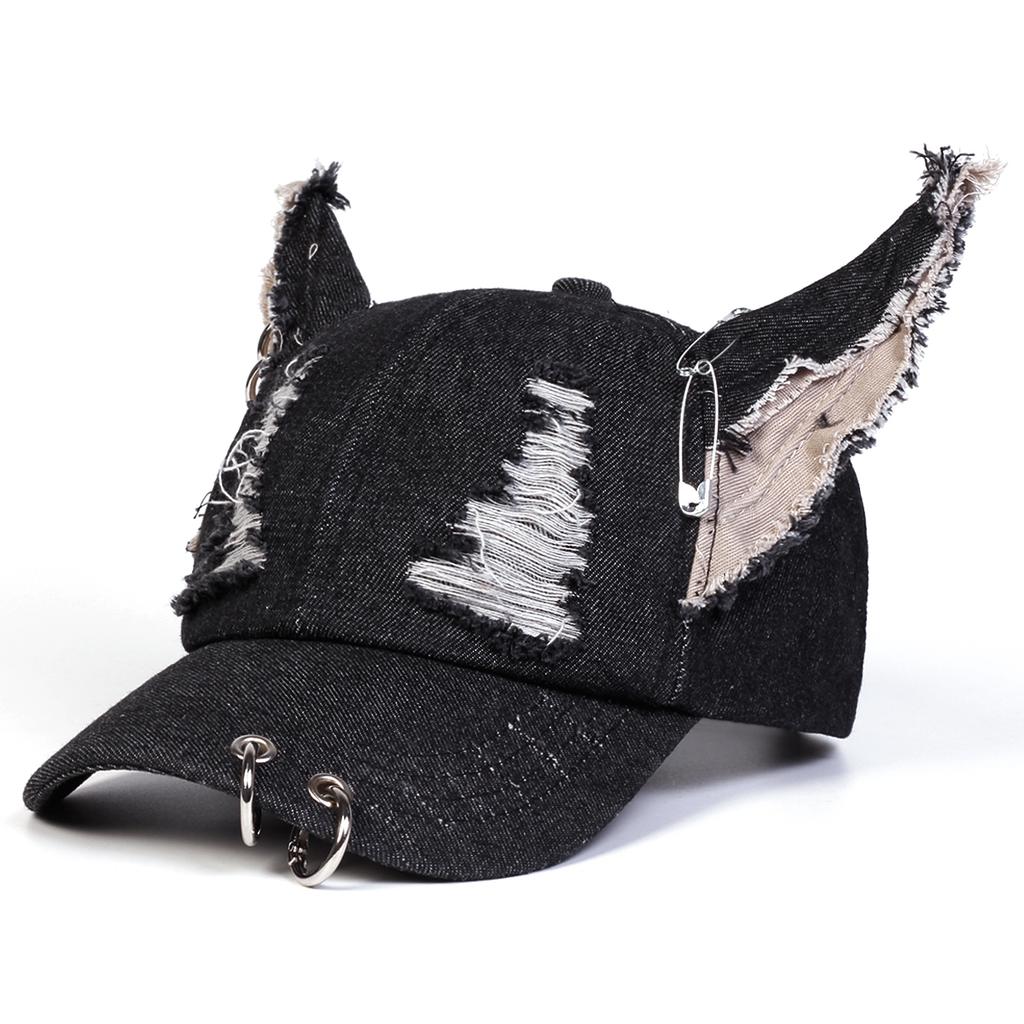 Unisex Cute Ear Design Iron Ring Cowboy Baseball Caps Spring and Autumn Outdoor Adjustable Casual Hats Sunscreen Hat Sports Cap
