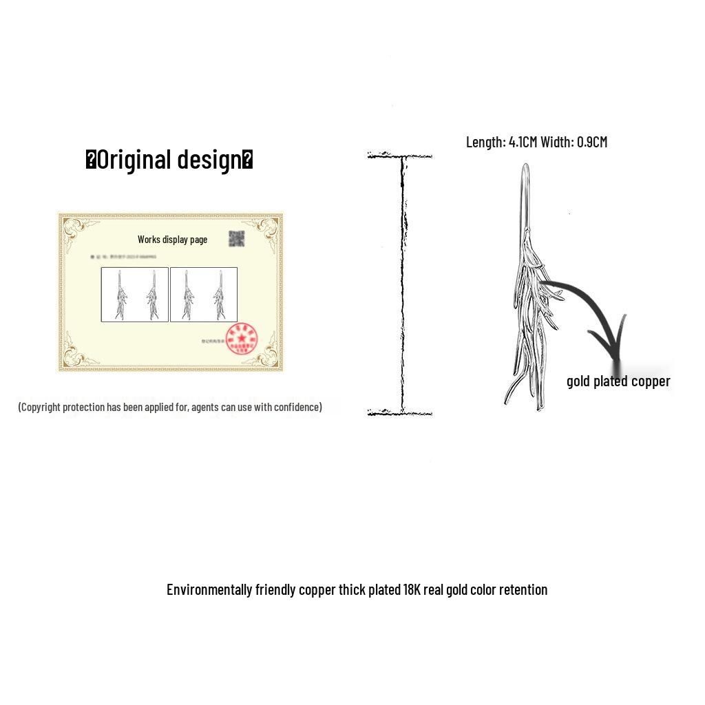 Elegant Japanese-Inspired 18K Gold-Plated Long Tassel Earrings