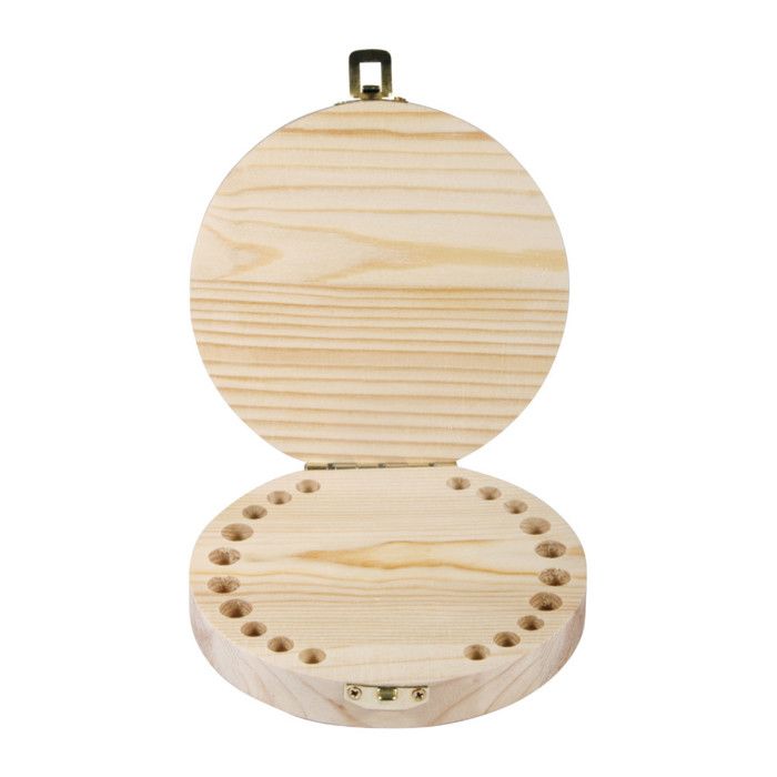 Boîte pour dents de lait en bois brut ø 12 x 2,7 cm