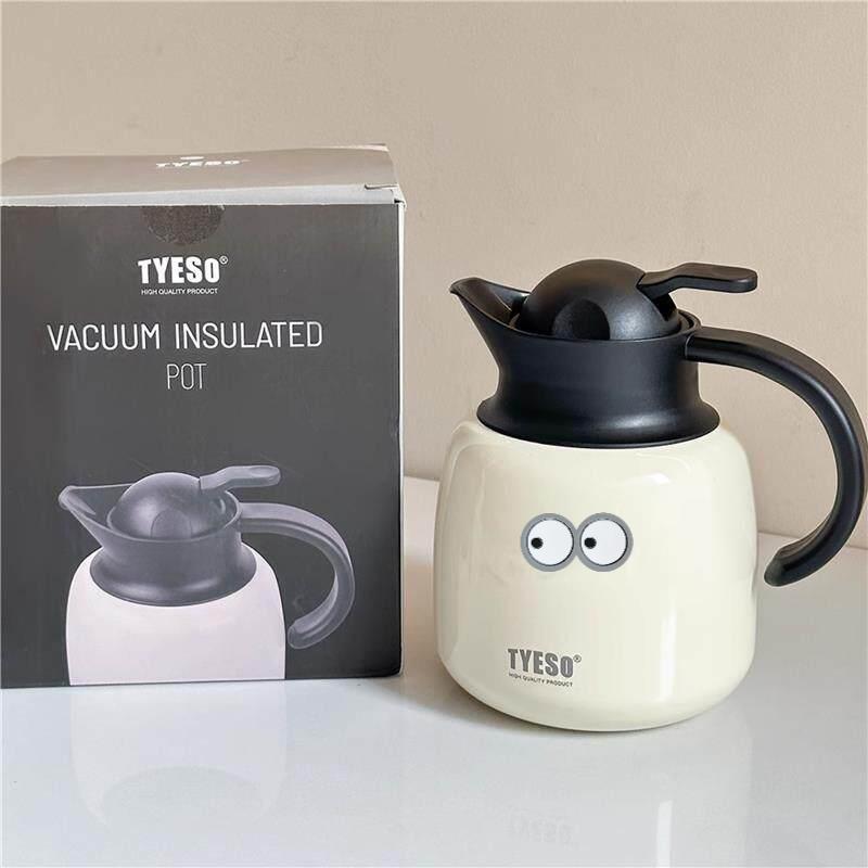 Tyeso 1000ML Pumpkin-Shaped Thermos Steel Insulated Tea Infuser Hot Cold Water Bottle Removable Infuser 304 Stainless Large Capacity with Eye Sticker