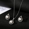 Wedding accessories set: necklace and earrings, water drop-shaped with rhinestones and imitation pearls