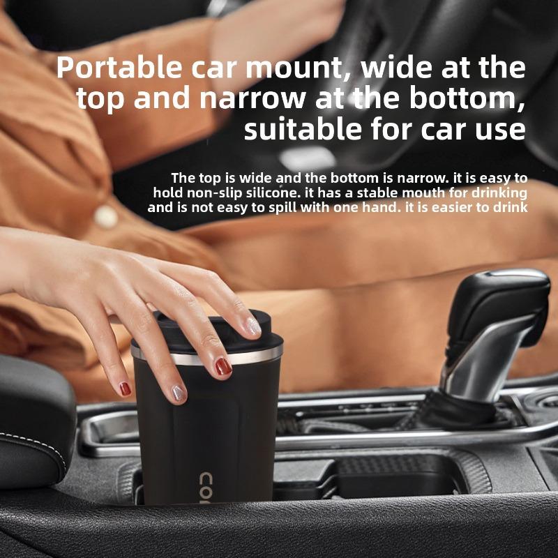 1PC Vacuum Insulated Coffee Travel Cup, Leak-proof Double-layer Stainless Steel Reusable Thermos Cup