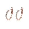 Rockyu Jewelry Brand Popular Hoop Earrings Women's 18k Pink Gold Casual Rhinestone Fashion Accessory