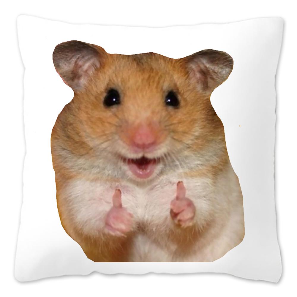 Funny Hamster Meme Pillow Cover Home Decor Polyester Cushion Cover for Sofa Car Cute Pillow Case Cojines Decorativos Para Sofá