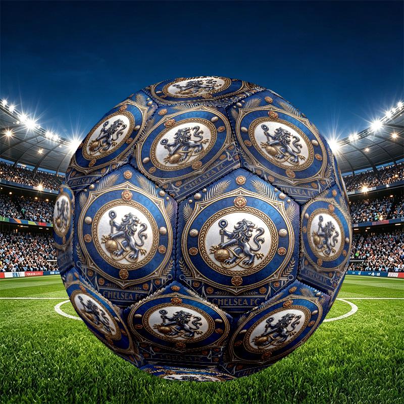 Chelsea Football Club Print Size 5 Soccer Ball, PU Wear Resistant Football for Match Training and Daily Practice, Birthday Gift for Soccer Fans