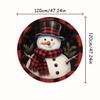 1Pcs Christmas Snowman Buffalo Plaid Print Round Area Rug Indoor Non-Slip Washable Fiber Carpet Soft Comfortable Mat For Bedroom Living Room