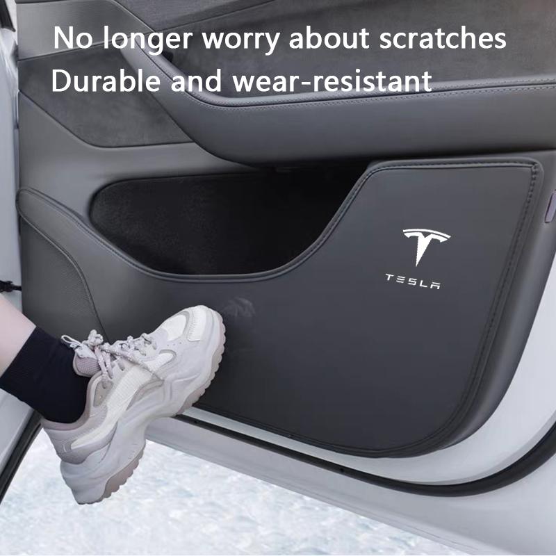 AAAIT1 Car Door Anti-Kick Pads For Tesla Model 3/Y/YL 2017-2026 PU Leather Front and Rear Door Side Panel Protection Pad Car Decoration
