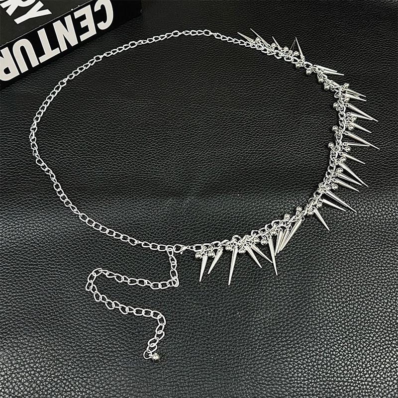 Rivet Tassel Waist Chain Metal Belts For Women Dress Belt Female Jeans Waistband Body Chain Personality Waist Jewelry
