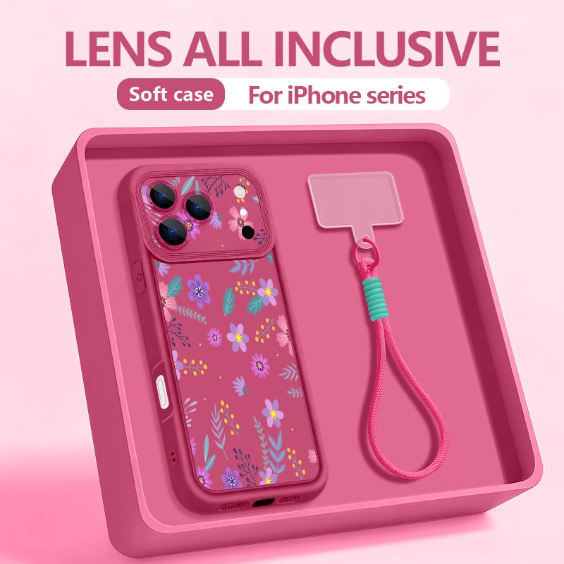 INS Sunflower Print Lanyard Case For iPhone 17 Pro Max iPhone 16 15 Pro Max 14 13 11 16E 17E Shockproof Bumper Wristband Cover