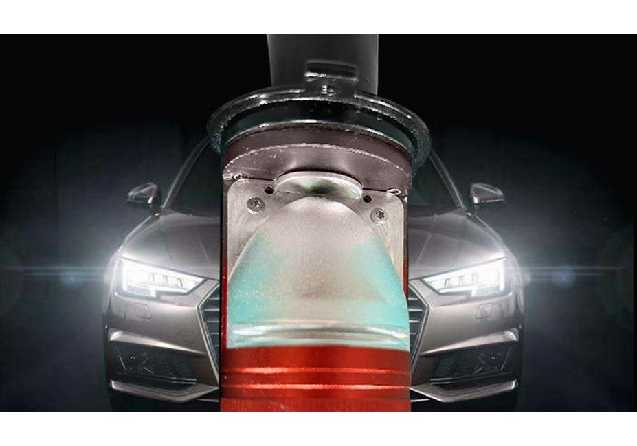Popular Plug-in Bi-LED P10 Projector Lens Motorcycle H4 Mini Headlight with Devil Eye