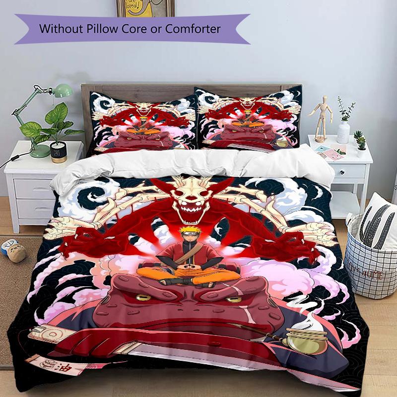 

3pcs Uzumaki Naruto Bedding Set, Including, Without Filling, Soft and Comfortable Home Bedroom.H099 135x200cm