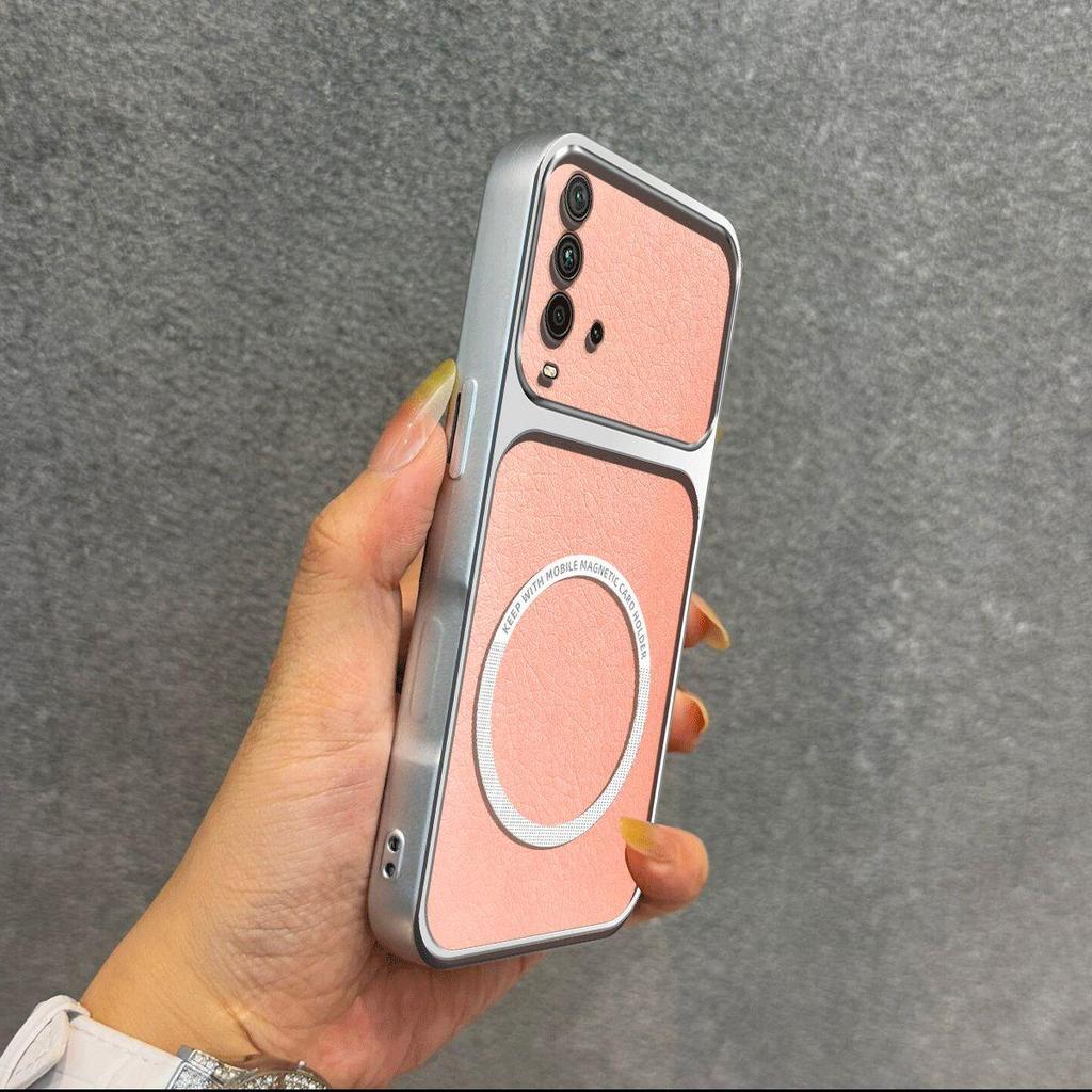 Upgraded Big Lens Protection Case for Xiaomi Redmi 9T Luxury Leather Casing with Magnetic Ring