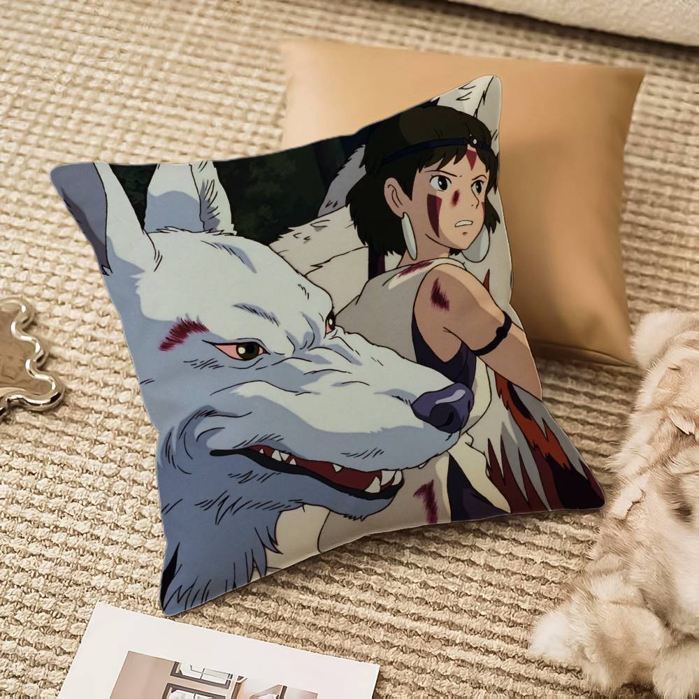 Anime P-Princess M-Mononoke Pillow Case Anti-dustmite Pillowcase Invisible zipper silky plush Sofa